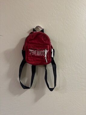 Steve Madden Red Mini Backpack with Black Straps
